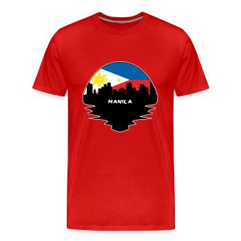 Manila Philippinen Flagge Skyline Silhouette Reisen - Männer Premium Bio T-Shirt - Rot - Vorne - Damien (186cm)