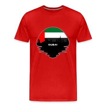 Dubai Uae Flag Skyline Silhouette Travel - Men's Premium Organic T-Shirt - red - Front - Damien (186cm)