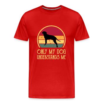 Braque Saint Germain Dog Silhouette Retro Coucher de soleil - T-shirt bio Premium Homme - rouge - Devant - Damien (186cm)