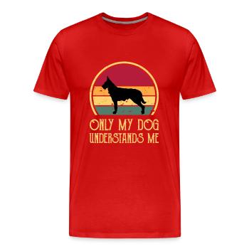 Berger Picard Hundeliebhaber Silhouette Vintage Sonnenuntergang - Männer Premium Bio T-Shirt - Rot - Vorne - Damien (186cm)
