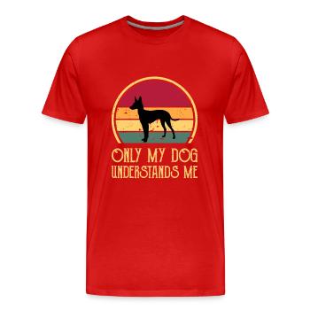 Cirneco Dell Etna Hund Liebe Silhouette Retro Sonnenuntergang - Männer Premium Bio T-Shirt - Rot - Vorne - Damien (186cm)