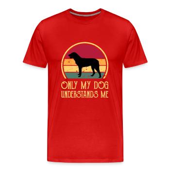 Cao De Castro Laboreiro Hund Silhouette Retro Sonne - Männer Premium Bio T-Shirt - Rot - Vorne - Damien (186cm)