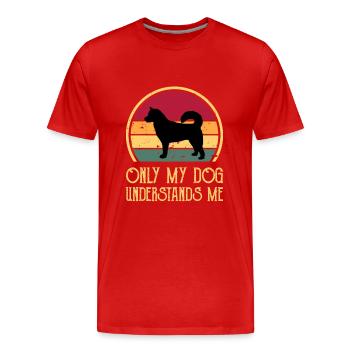 Sibérie orientale Laika Dog Silhouette Retro Sunset - T-shirt bio Premium Homme - rouge - Devant - Damien (186cm)