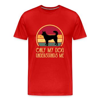Kai Ken Dog Lover Silhouette Vintage Sunset - Men's Premium Organic T-Shirt - red - Front - Damien (186cm)