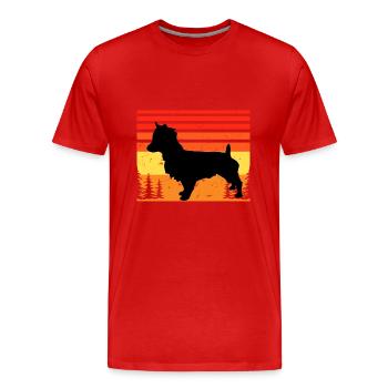Australian Terrier Dog Silhouette Retro Sunset - T-shirt bio Premium Homme - rouge - Devant - Damien (186cm)