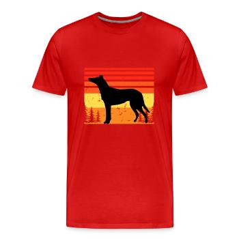 Collie Smooth Dog Lover Silhouette Vintage Sunset - Men's Premium Organic T-Shirt - red - Front - Damien (186cm)