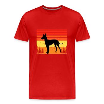 Cirneco Dell Etna Hund Liebe Silhouette Retro Sonnenuntergang - Männer Premium Bio T-Shirt - Rot - Vorne - Damien (186cm)