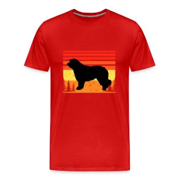 Catalan Sheepdog Dog Lover Silhouette Retro Sunset - Men's Premium Organic T-Shirt - red - Front - Damien (186cm)