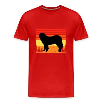 Chien de berger du Caucase Silhouette Rétro Coucher de soleil - T-shirt bio Premium Homme - rouge - Devant - Damien (186cm)