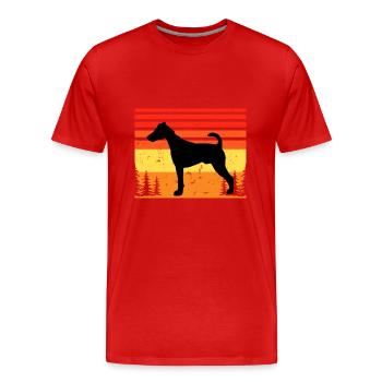 Foxterrier Glatte Hundesilhouette Retro Sonnenuntergang - Männer Premium Bio T-Shirt - Rot - Vorne - Damien (186cm)