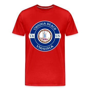 Virginia Beach Virginia Flagge USA Souvenir Abzeichen - Männer Premium Bio T-Shirt - Rot - Vorne - Damien (186cm)