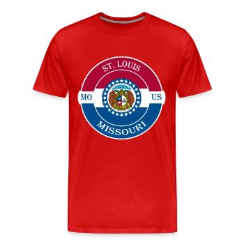 St. Louis Missouri drapeau USA voyage souvenir badge - T-shirt bio Premium Homme - rouge - Devant - Damien (186cm)