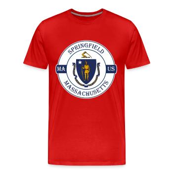 Springfield Massachusetts Flag USA Souvenir de voyage - T-shirt bio Premium Homme - rouge - Devant - Damien (186cm)