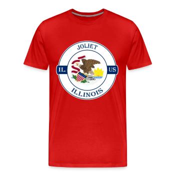 Joliet Illinois Flag USA Travel Souvenir Badge - T-shirt bio Premium Homme - rouge - Devant - Damien (186cm)