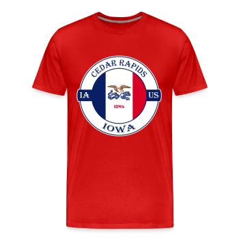 Cedar Rapids Iowa Flagge USA Reise Souvenir Abzeichen - Männer Premium Bio T-Shirt - Rot - Vorne - Damien (186cm)