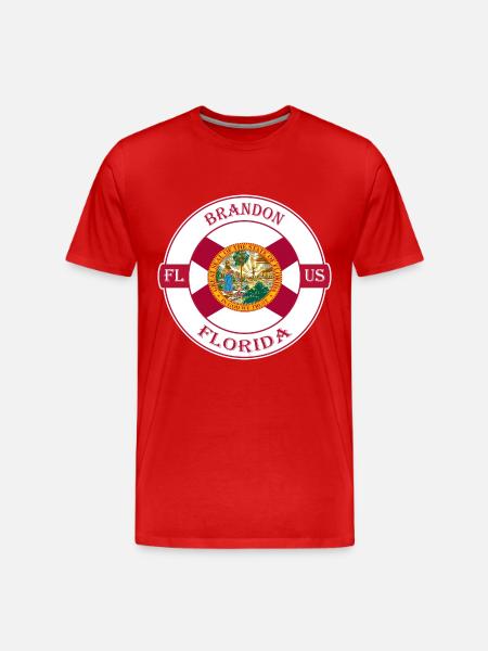 Brandon Florida Flag USA Travel Souvenir Badge - Men's Premium Organic T-Shirt - red