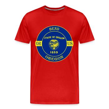 Bend Oregon Flagge USA Reise Souvenir Abzeichen - Männer Premium Bio T-Shirt - Rot - Vorne - Damien (186cm)