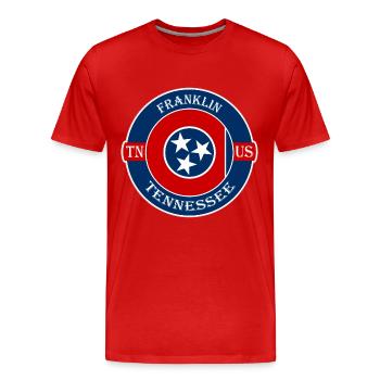Franklin Tennessee drapeau USA voyage Souvenir badge - T-shirt bio Premium Homme - rouge - Devant - Damien (186cm)