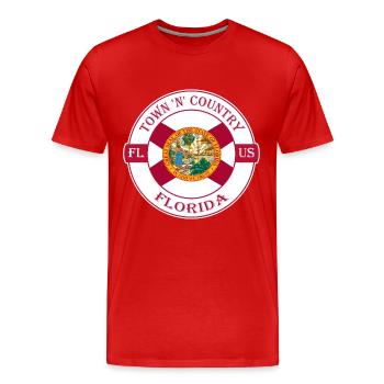 Town 'N' Country Florida Flag USA Souvenir Logo - T-shirt bio Premium Homme - rouge - Devant - Damien (186cm)