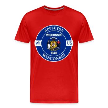 Appleton Wisconsin Flagge USA Reise Souvenir Abzeichen - Männer Premium Bio T-Shirt - Rot - Vorne - Damien (186cm)