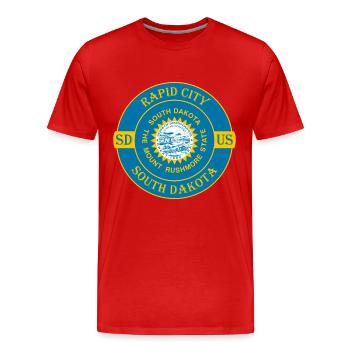 Rapid City South Dakota Flag USA Souvenir Badge - Men's Premium Organic T-Shirt - red - Front - Damien (186cm)