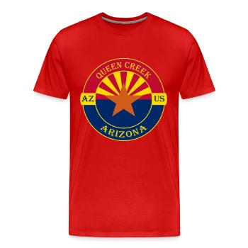 Queen Creek Arizona Flag USA Travel Souvenir Badge - Men's Premium Organic T-Shirt - red - Front - Damien (186cm)