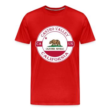 Castro Valley California Flagge USA Souvenir Logo - Männer Premium Bio T-Shirt - Rot - Vorne - Damien (186cm)