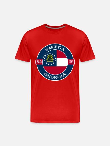 Marietta Georgia Flag USA Rejse Souvenir Badge - Herre Premium T-shirt økologisk - rød