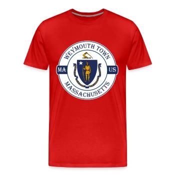 Weymouth Town Massachusetts Flag USA Souvenir - T-shirt bio Premium Homme - rouge - Devant - Damien (186cm)
