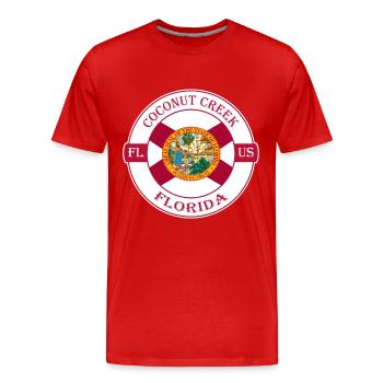 Coconut Creek Florida Flag USA Souvenir Badge - Men's Premium Organic T-Shirt - red - Front - Damien (186cm)