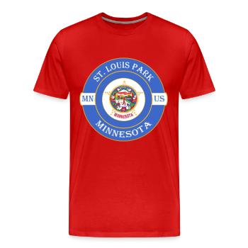 St. Louis Park Minnesota Flag USA Souvenir Logo - T-shirt bio Premium Homme - rouge - Devant - Damien (186cm)
