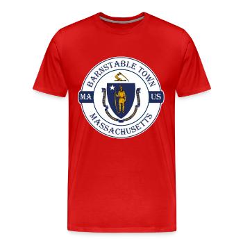 Barnstable Town Massachusetts Flag USA Souvenir - T-shirt bio Premium Homme - rouge - Devant - Damien (186cm)