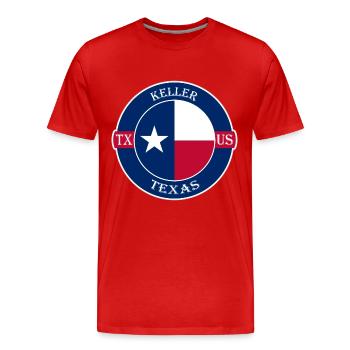 Keller Texas Flagge USA Reise Souvenir Abzeichen - Männer Premium Bio T-Shirt - Rot - Vorne - Damien (186cm)