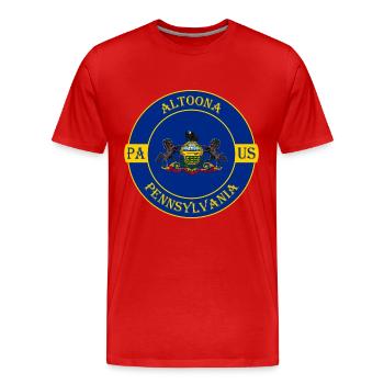 Altoona Pennsylvania Flag USA Souvenir Badge - T-shirt bio Premium Homme - rouge - Devant - Damien (186cm)