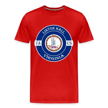 Linton Hall Virginia Flag USA Souvenir Badge - T-shirt bio Premium Homme - rouge - Devant - Damien (186cm)