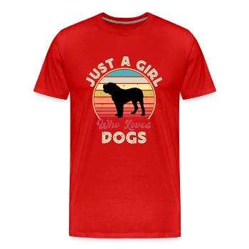 Alano Espanol Dog Lover Silhouette Vintage Sunset - T-shirt bio Premium Homme - rouge - Devant - Damien (186cm)