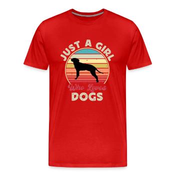 Braque Saint Germain Dog Silhouette Retro Coucher de soleil - T-shirt bio Premium Homme - rouge - Devant - Damien (186cm)