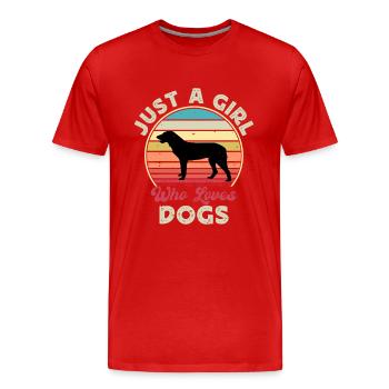 Cao De Castro Laboreiro Hund Silhouette Retro Sonne - Männer Premium Bio T-Shirt - Rot - Vorne - Damien (186cm)