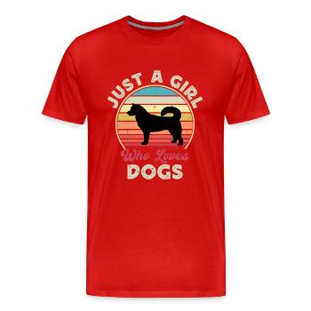 Sibérie orientale Laika Dog Silhouette Retro Sunset - T-shirt bio Premium Homme - rouge - Devant - Damien (186cm)