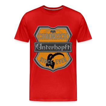 Bierdeckel Spruch CHRONISCH UNTERHOPFT - Männer Premium Bio T-Shirt - Rot - Vorne - Damien (186cm)