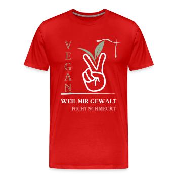 Vegan, weil mir Gewalt nicht schmeckt - Männer Premium Bio T-Shirt - Rot - Vorne - Damien (186cm)