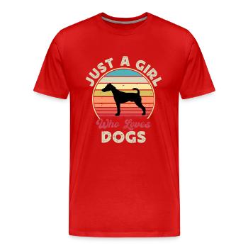 Foxterrier Glatte Hundesilhouette Retro Sonnenuntergang - Männer Premium Bio T-Shirt - Rot - Vorne - Damien (186cm)