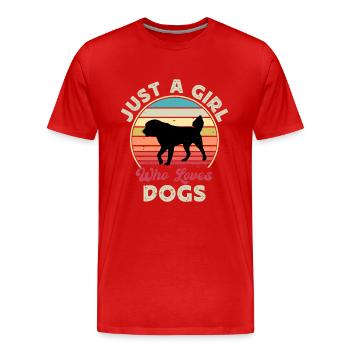 Himalaya Schäferhund Hund Silhouette Retro Sonnenuntergang - Männer Premium Bio T-Shirt - Rot - Vorne - Damien (186cm)