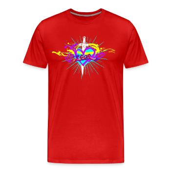 L.Gor Dolch mit Herz - Männer Premium Bio T-Shirt - Rot - Vorne - Damien (186cm)