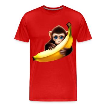 Banane à cache-cache de singe - T-shirt bio Premium Homme - rouge - Devant - Damien (186cm)