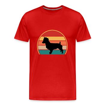 Australian Terrier Dog Silhouette Retro Sunset - T-shirt bio Premium Homme - rouge - Devant - Damien (186cm)