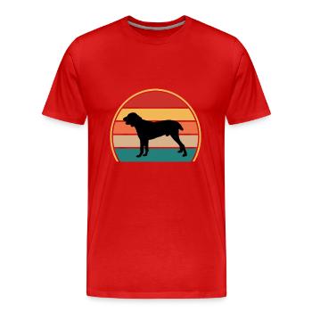 Chien de berger d’Asie centrale Silhouette Rétro Coucher de soleil - T-shirt bio Premium Homme - rouge - Devant - Damien (186cm)