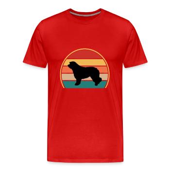 Catalan Sheepdog Dog Lover Silhouette Retro Sunset - Men's Premium Organic T-Shirt - red - Front - Damien (186cm)