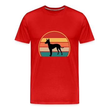 Cirneco Dell Etna Dog Love Silhouette Retro Sonnenuntergang - Männer Premium Bio T-Shirt - Rot - Vorne - Damien (186cm)