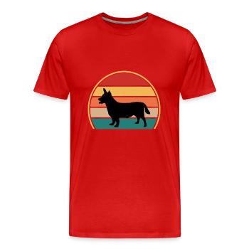 Lancashire Heeler Dog Love Silhouette Retro Sunset - Men's Premium Organic T-Shirt - red - Front - Damien (186cm)